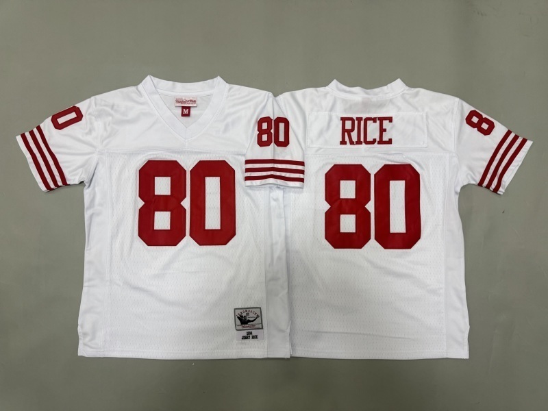 Youth San Francisco 49ers #80 Rice White Throwback Limited Nike NFL Jersey 01->youth nfl jersey->Youth Jersey